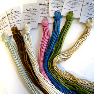 7x Needlepoint/Embroidery THREAD CRESCENT COLOURS Belle Soie 12ply silk hand dye - Picture 1 of 3