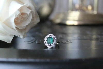 100% Natural Blue Green Peacock Tourmaline Diamond Cocktail Ring White Gold - Image 1 of 4