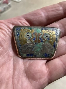 925 Sterling 3-Tone Vintage Mexico Turquoise Gem Gemini Zodiac Sign Pin Brooch - Picture 1 of 3