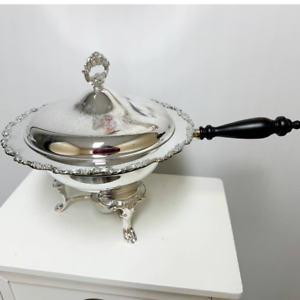 Vintage Oneida Royal Provincial Silver Chafing Dish Complete Set w/ Fuel Burner 