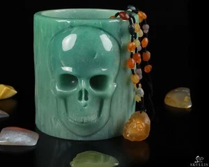 4,3" grüner Aventurin geschnitzter Kristallschädel Aufbewahrung, Kristall Heilung - Bild 1 von 8