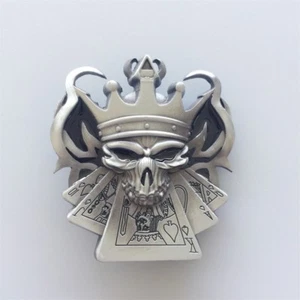 Antigua hebilla de cinturón plateada para hombre calavera casino hebilla de cinturón emo también stock en EE. UU. - Imagen 1 de 8
