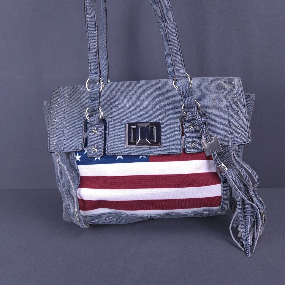 Aimee Kestenberg Hope for Warriors Bandera Americana Bolso de Hombro Denim Cartera Azul Foto 1 de 4