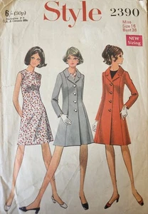 Vintage 1960s Sewing Pattern -  Shift Dress & Panelled Coat - Size 16,  Bust 38 - Picture 1 of 2