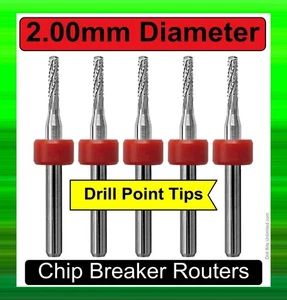 2 mm Router Bit Carbide 1/8" Shank Chip Breaker Drill Point 5 PIECES CNC urc156 - Picture 1 of 5