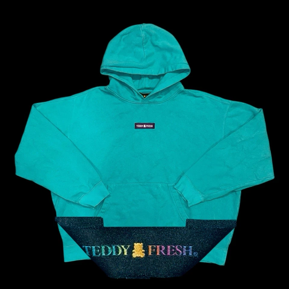 TEDDY FRESH Turquesa Logo Caja Sudadera con Capucha Pullover Sudadera Algodón XL Foto 1 de 1