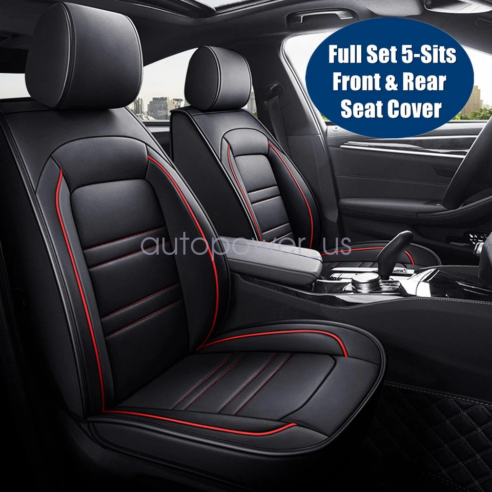 Juego completo de 5 fundas de asientos de cuero sintético negro + rojo para coche Subaru Impreza 2007-2021 Foto 1 de 4