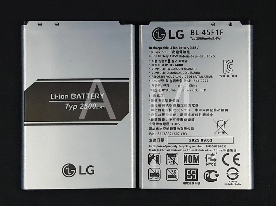 Nueva batería OEM LG BL-45F1F 2500mAh para Risio 3 Fortune 2 Phoenix 3 4 Rebel 2 4 Foto 1 de 1