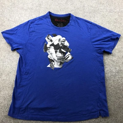 Camisa Robert Graham Para Hombres 2XL Azul Calavera Estatua Arte Gráfico Algodón Camiseta Camiseta Foto 1 de 4