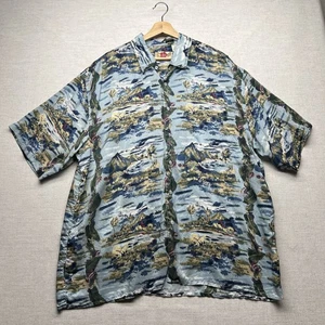 Hilo Hattie Hawaiihemd Herren XL 100% Seide Knopfleiste Blau Kurzarm - Bild 1 von 10