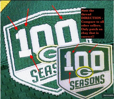 Green Bay Packers 100th SEASON PATCH Correct On Field Size - Jersey 100 Seasons - Image 1 of 3