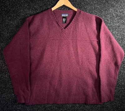 Suéter Vintage Patagonia Lana de Cordero Cuello en V Años 90 Para Hombre’s L Rojo Borgoña Foto 1 de 4