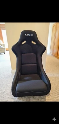 NRG BLACK CARBON FIBER FIXED BACK BUCKET RACING SEAT LARGE BLACK FABRIC & SUEDE - Image 1 of 3