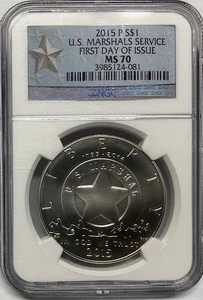 2015 US MARSHALS Silver Dollar $1 NGC MS70💥FLAWLESS COIN💥FIRST DAY OF ISSUE - Picture 1 of 4