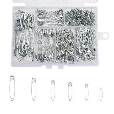 Lotes de pasadores de seguridad de acero surtidos de 6 tamaños resistentes niquelados para ropa Foto 1 de 4