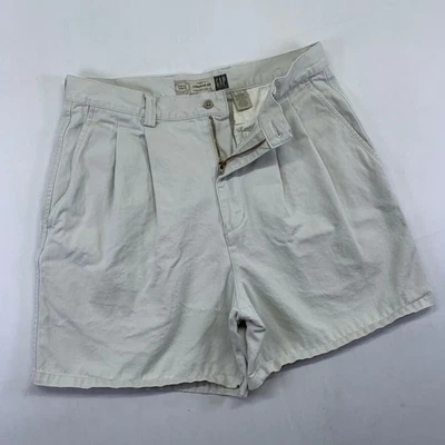 Vintage GAP Khakis Mens Pleated Shorts Size 33 Pleated High Waist Cream Casual - Image 1 of 4