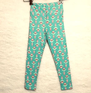 LuLaRoe leggings kids S/M (sz 2T-6) pastel aqua blue pink geometric patterned - Picture 1 of 4