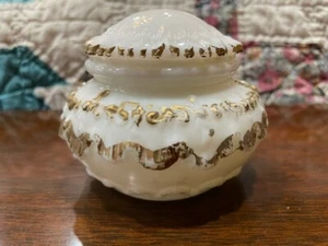 EAPG DITHRIDGE MILK GLASS Scroll Covered Powder Trinket Box Container Victorian - Picture 1 of 12