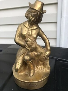 "Figura de latón dama con perro 8""" - Imagen 1 de 3