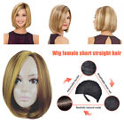 Women Ladies Ombre Blonde Short Straight Hair Side Parting Bob Wig Cosplay Wigs