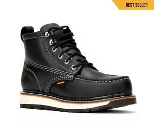 Nuevas Botas de Trabajo Impermeables para Hombre Negras 6" Puntera Moc Cuero BA 612 Talla 6-13 (D, M) - Imagen 1 de 6