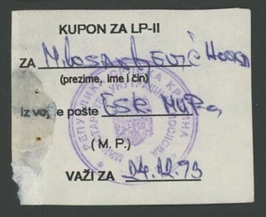 🔴CROATIA  7,50 Bod = 7,50 DM 1993 aVF Krajina Military Police, Food 🔴 - Picture 1 of 2