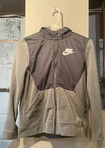 Nike Youth Boy Girl Size Large Gray Zip Up Hooded Sweat Shirt w/Pockets - Picture 1 of 24