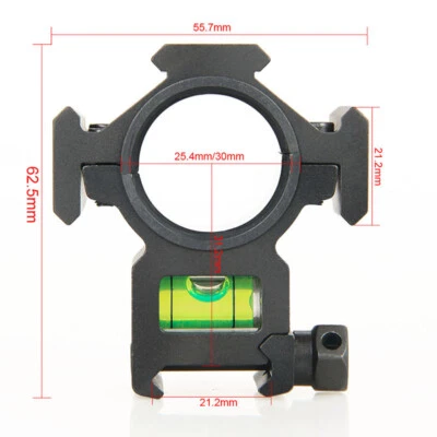 4 Slots 25.4/30mm Scope Ring Spirit Bubble Level Mount for 20mm Picatinny Rail - Image 1 of 4