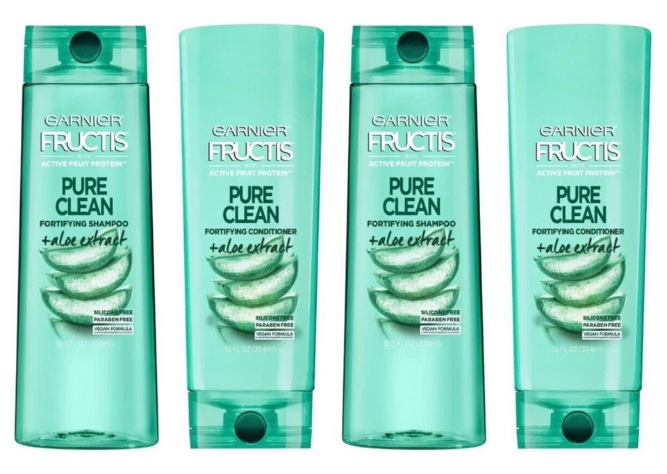 4x Garnier Fructis Pure Clean + Aloe Purifying Shampoo Hydrating Conditioner - Image 1 of 1