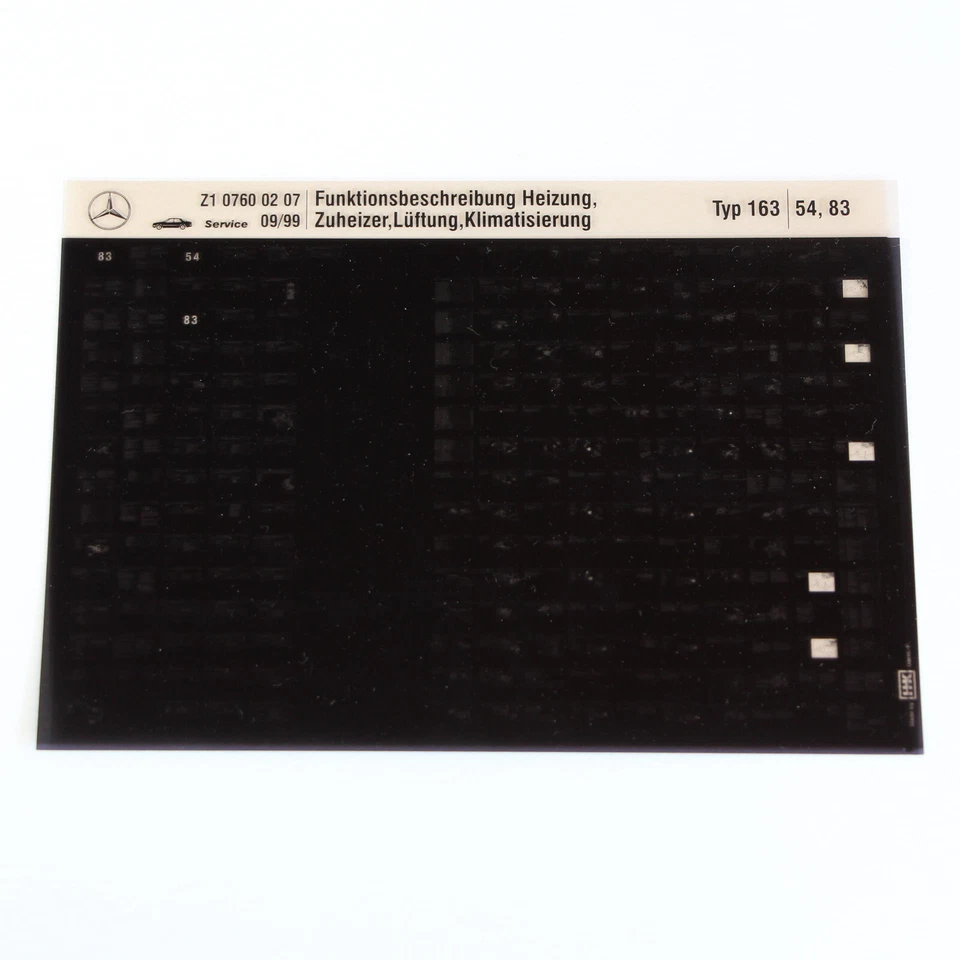 Mercedes W163 M-Klasse - Funktionsbeschreibung Heizung + Klimaanlage Microfich - Bild 1 von 1