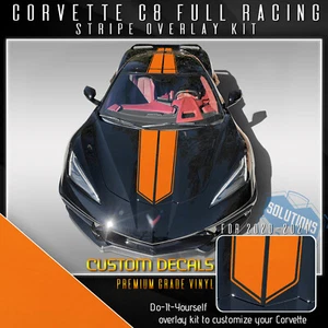 For 2020-2021 C8 Corvette Racing Stripes Overlay Graphic Decal Flat Matte Vinyl - Picture 1 of 18