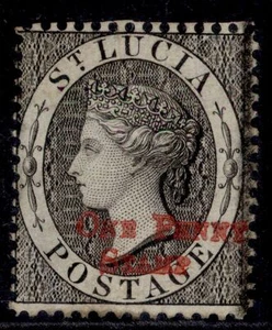 ST. LUCIA QV SG F7, 1p black, UNUSED. Cat £80. - Picture 1 of 1