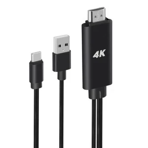 6ft USB-C Type-C to 4K HDMI Adapter Cable with USB Power Supply Plug & Play - Picture 1 of 7