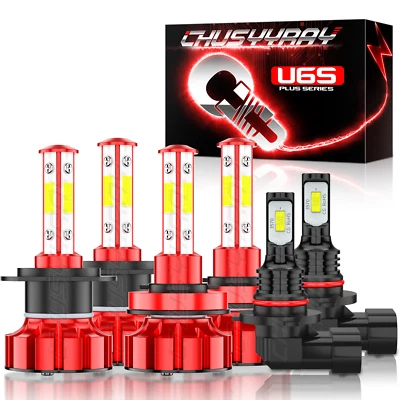 For Chevy Malibu 2013-2015 LED Headlights Hi/Lo Beam + Fog Light Bulbs Kit 6000K - Image 1 of 4