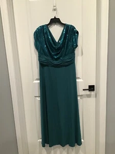 Usado en Excelente Condición Jessica London Mujer’s 12 Verde Azulado Vestidos Formales Lentejuelas Cremallera Espalda - Imagen 1 de 5