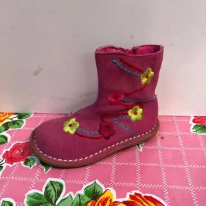 Vertbaudet OKAOU french designer bootties toddler boots embroidered sz 7 - Picture 1 of 2