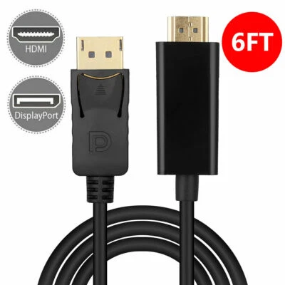 6FT Display Port DP to HDMI Cable Adapter Converter Audio Video PC HDTV 1080P - Image 1 of 4