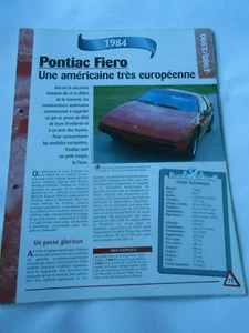 Pontiac Fiero Eine amerikanische 1984 Datenblatt Auto - Bild 1 von 1