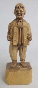 4” Carved Wood Standing Man Playing Accordion from Quebec - Picture 1 of 5