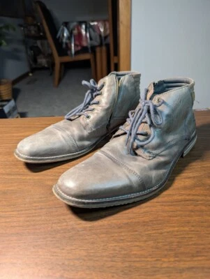 Bull Botas Boxer Para Hombre 12 Diever Zapatos Gris Marrón Cuero Con Cordones Puntera Foto 1 de 4