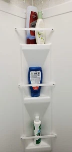 RV Camper Travel Trailer Accessory Bathroom Screw In Shower Shelf Storage Bar - Foto 1 di 10