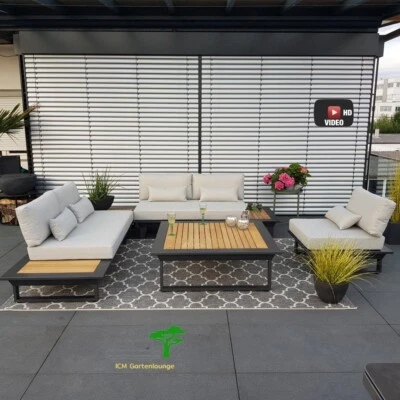 ICM Gartenlounge Set Cannes Alu Teak Anthrazit Gartenmöbel Outdoor Lounge Modul - Bild 1 von 4