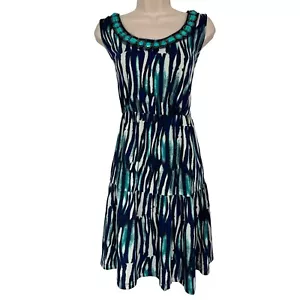 Size XL X-Large Turquoise Embellished Neckline Summer Dress Wedding Vacation - Picture 1 of 5