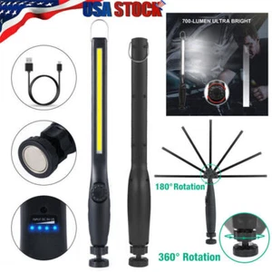 Rechargeable COB LED Slim Work Light Bright Flashlight Inspection Lamp Magnetic - Picture 1 of 15