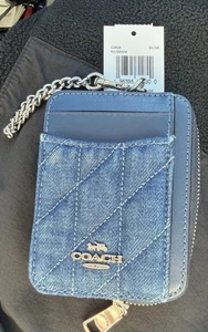Portafoglio Coach NY Denim Card con parapolvere nuovo con etichetta - Foto 1 di 6
