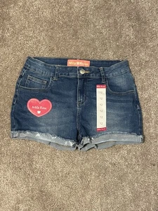 Mila Rose Shorts Girls Size 12 Blue Denim Rolled Cuff Stretch Frayed Hem Cotton - Picture 1 of 4