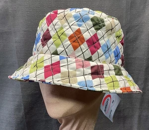 rare NWT LANDS END Harlequin Checked PRIMALOFT QUILT BUCKET HAT L/XL - Picture 1 of 15