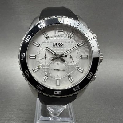 Hugo Boss Reloj Cronógrafo Azul Profundo Hombre 44mm Esfera Blanca Acero Fecha Nuevo Batt Foto 1 de 4
