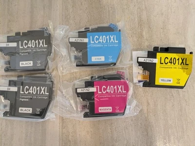 4Pack+1 LC401XL Ink Cartridge replacement for Brother MFC-J1010DW MFC-J1012DW  - Image 1 of 4