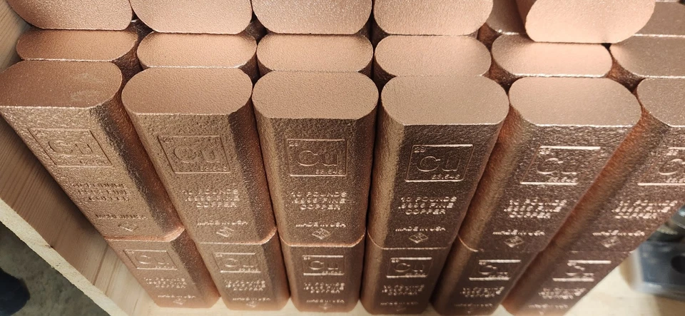 10 LB .999 Fine Copper Bullion Bar Elemental Design Stamped Cu Symbol Ten Pound - Image 1 of 1